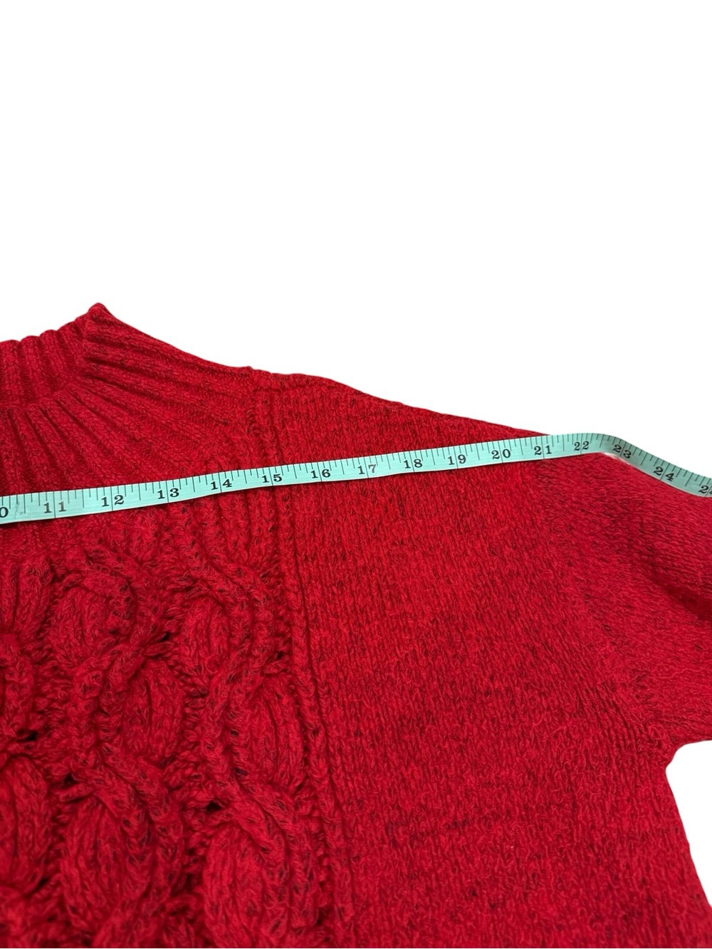 White House Black Market Outlet Red Cable-Knit Mock Neck Sweater - Picture 6 of 8
